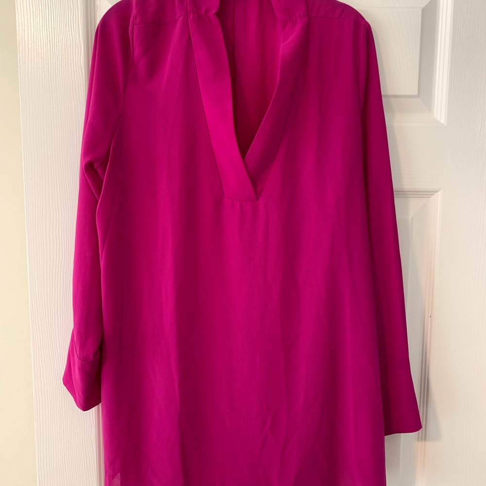 Eloquii Pink Relaxed Tunic with Mandarin Collar